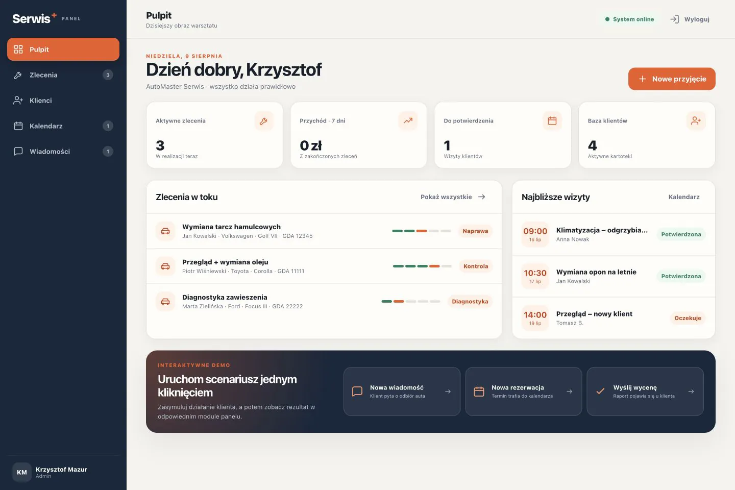 Serwis+ — ekran realizacji KTB Media